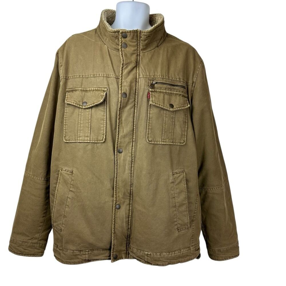 Levi’s Canvas Quilted Utility Trucker Jacket Brown Size XXL - Picture 3 of 11